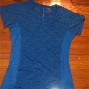 WORN ONCE- Blue ASICS short sleeve athletic top